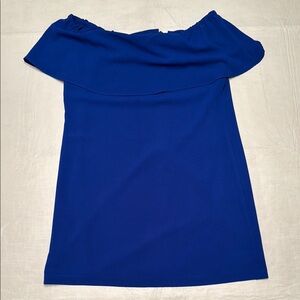 Charles Henry Women's Blue Off-Shoulder Back Zip Dress Size L